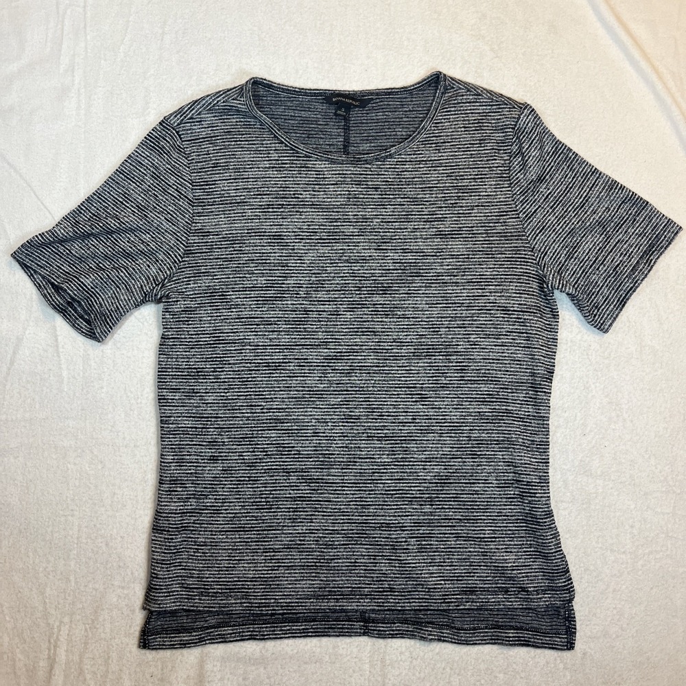 Banana Republic‎ Women's Luxe Spun Black White Stripe Short Sleeve Top Small